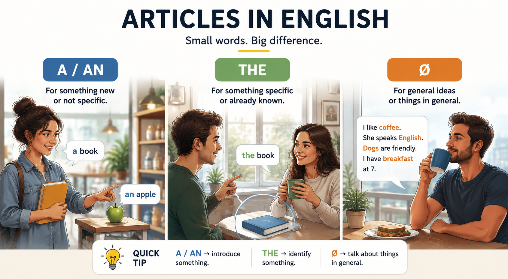 O s artigos em inglês: Artigos definidos e indefinidos