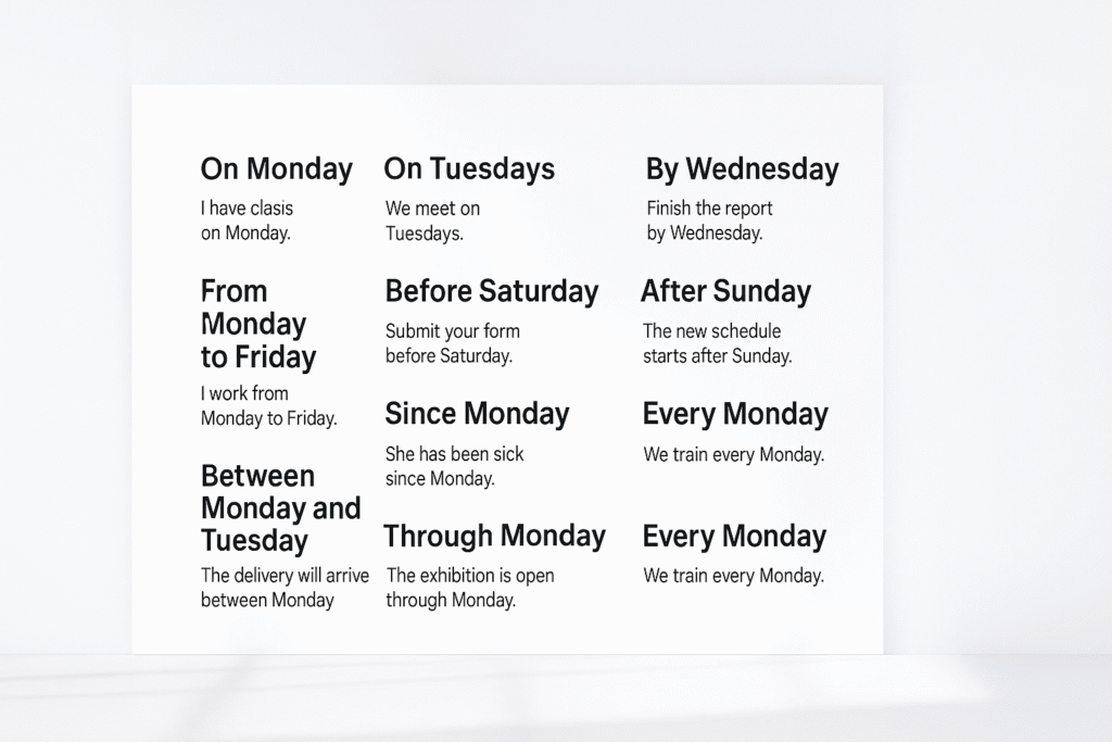 Dias da Semana em Inglês